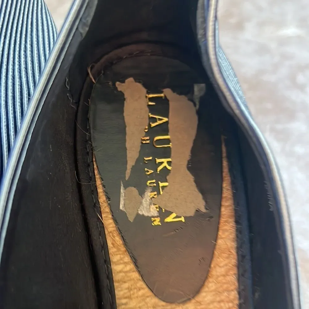 Ralph Lauren Sz 8.5-9 Blue White Coastal Nautical Espadrille